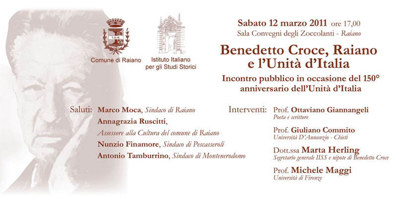 Benedetto Croce, Raiano e L'Unità d'Italia