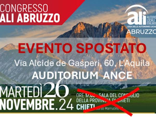 Oggi 26 novembre <br>il Congresso di “Ali- Abruzzo”