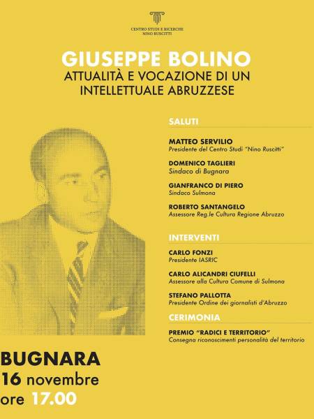 UN CONVEGNO SU GIUSEPPE BOLINO<br>A 40 ANNI DALLA SCOMPARSA