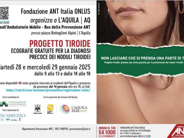 PREVENZIONE TUMORI ALLA TIROIDE: TAPPA ALL’AQUILA