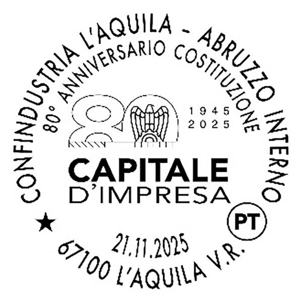 ANNULLO FILATELICO PER GLI 80 ANNI DI CONFINDUSTRIA L’AQUILA