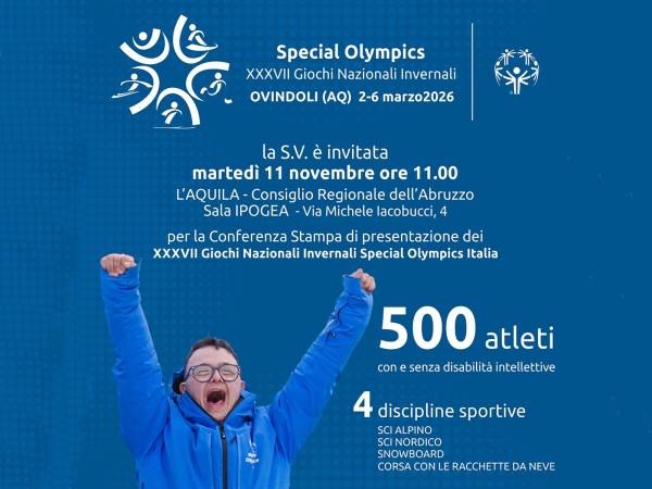 A L’Aquila la presentazione dei XXXVII Giochi Nazionali invernali Special Olympics Italia