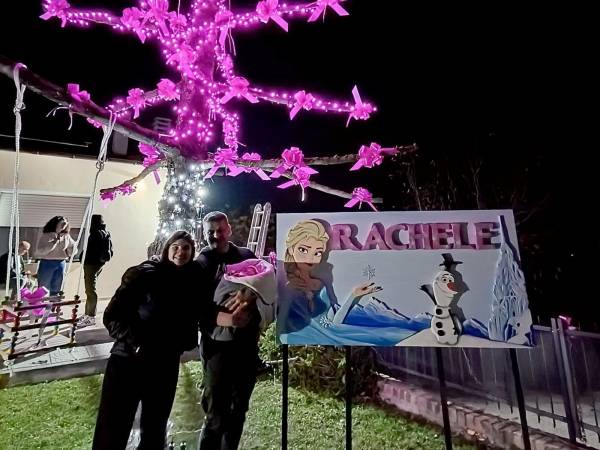 Un bocciolo fiorito tra una moltitudine di fiocchi rosa