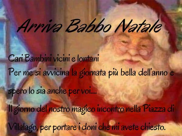 Babbo Natale, come negli anni scorsi, sarà a Villalago a portare i doni ai bambini