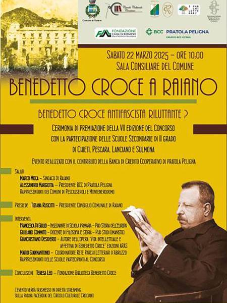 Raiano: Premio Benedetto Croce, “antifascista riluttante”