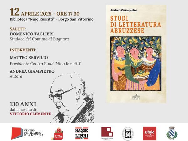 BUGNARA: VITTORIO CLEMENTE E LA LETTERATURA ABRUZZESE APRONO LA PRIMAVERA DEI LIBRI