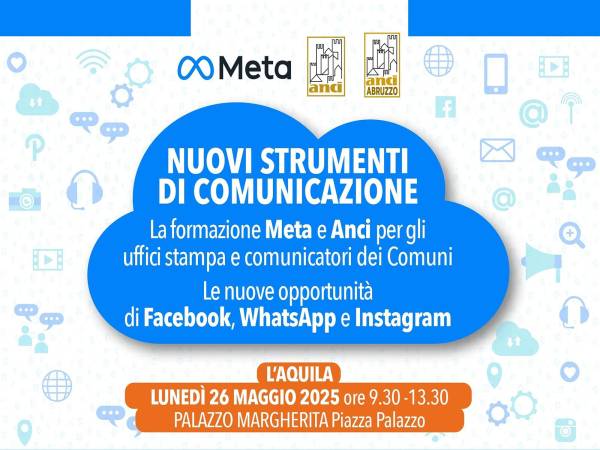 Il 26 maggio a L’Aquila, corso Anci-Meta su comunicazione e social media