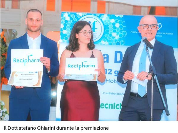 Neolaureato e Ricercatrice della “d’Annunzio” in evidenza al Premio Recipharm 2024 