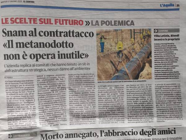 LA SNAM DIFFONDE NOTIZIE FALSE