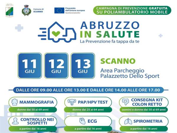 “Abruzzo in salute”: sarà a Scanno l’11-12 e 13 Giugno la casa della salute mobile