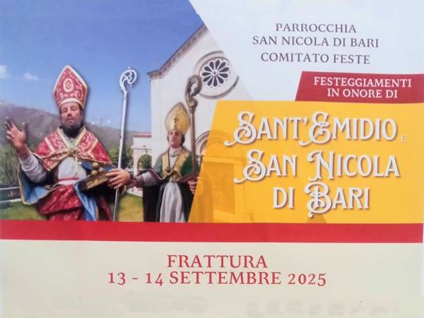 Frattura festeggia sabato e domenica sant’Emidio e San Nicola