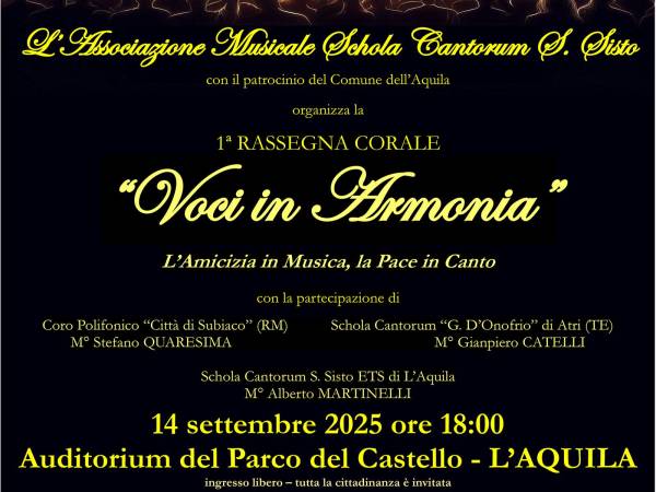 La Schola Cantorum S. Sisto presenta la Prima Rassegna Corale all’Auditorium del Parco