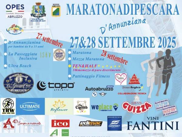 Torna la Maratona D’Annunziana: il 27 e 28 settembre due giorni di sport, inclusione e divertimento