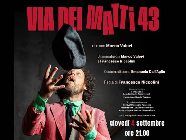 “Via dei Matti 43” lo spettacolo teatrale scritto e interpretato dall’attore aquilano Marco Valeri
