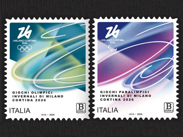 Due francobolli dedicati alle Olimpiadi e Paralimpiadi invernali di Milano-Cortina 2026