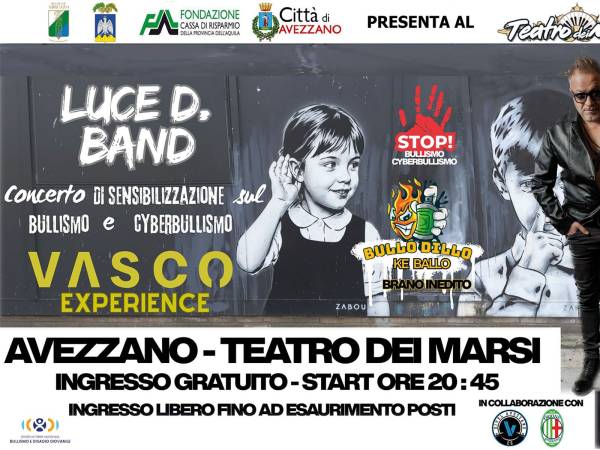 DANILO LUCE IN CONCERTO AD AVEZZANO PER SOSTENERE LA CAMPAGNA CONTRO IL BULLISMO