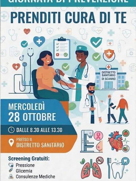 Mercoledì 28 Ottobre “Giornata di Prevenzione Sanitaria” a Scanno nel distretto sanitario