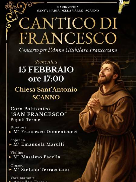 “CANTICO DI FRANCESCO” Concerto a Scanno il 15 Febbraio