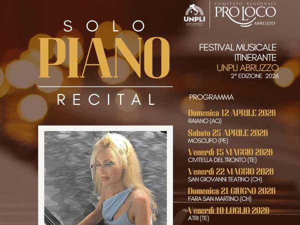 Torna "Solo Piano Recital", il festival musicale itinerante delle Pro Loco abruzzesi
