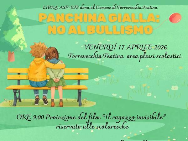 Torrevecchia Teatina: LIBRA APS-ETS dona al Comune la panchina gialla contro bullismo e cyberbullismo