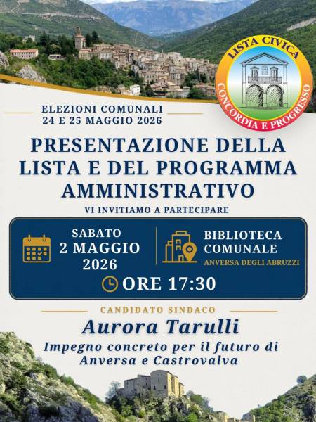 Presentazione dei candidati e del programma della lista “Concordia e Progresso”