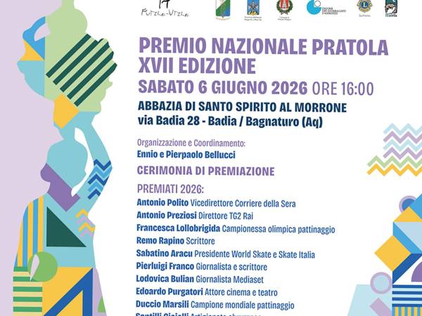 Premio Nazionale Pratola: parterre di stelle per l’Edizione 2026 del 6 giugno