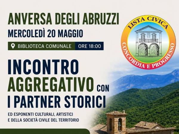 Promosso da ”Concordia e Progresso” <br>incontro aggregativo con esponenti culturali del territorio