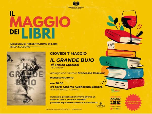Il Maggio dei Libri allo Zambra di Ortona: Enrico Macioci presenta "Il Grande Buio"