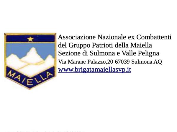 A Lando Sciuba, Presidente Onorario dell’Associazione Nazionale ex Combattenti del Gruppo Patrioti della Maiella
