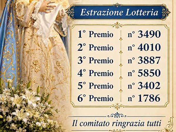 I numeri vincenti della lotteria della festa a Scanno della Madonna delle Grazie