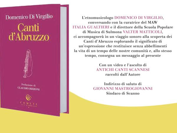 PRESENTAZIONE A SCANNO DEL NUOVO LIBRO "CANTI D'ABRUZZO" DI DOMENICO DI VIRGILIO