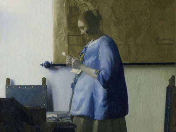Johannes Vermeer: La donna in blu che legge una lettera (la soglia, il limite) 