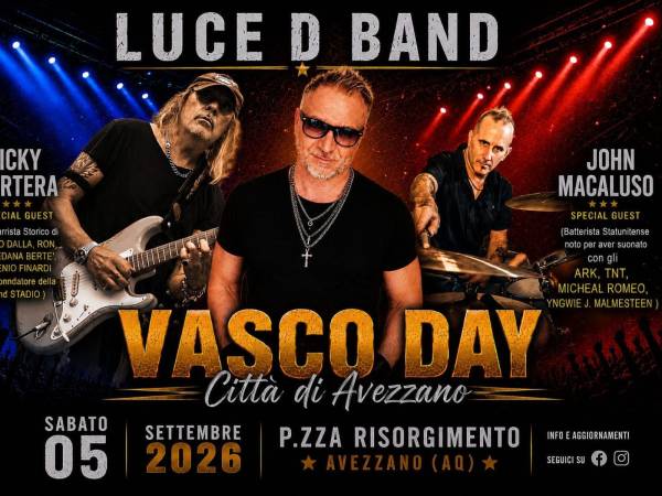 DANILO LUCE, RICKY PORTERA E JOHN MACALUSO AD AVEZZANO IN CONCERTO NEL SEGNO DI VASCO ROSSI